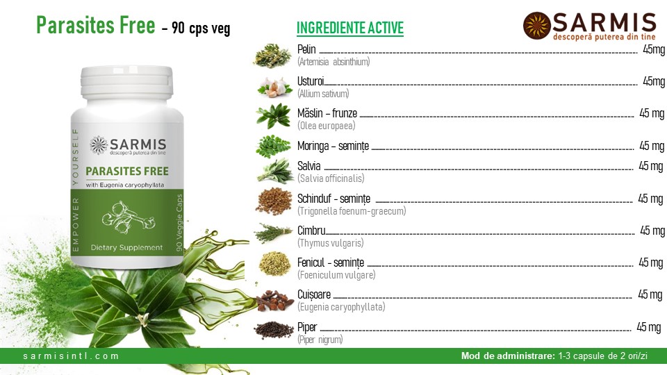 Supliment alimentar Parasites Free, pentru comfortul organismului, 90 capsule vegane 1 Supliment alimentar Parasites Free, pentru comfortul organismului, 90 capsule vegane