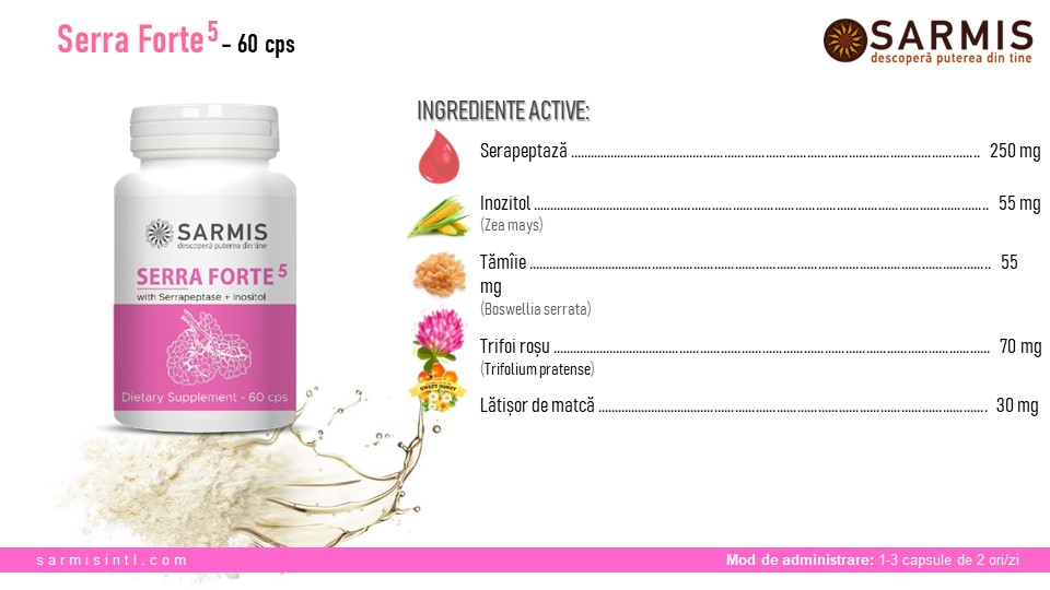Supliment alimentar Serra Forte5, pentru durere de orice tip, 60 capsule 1 Supliment alimentar Serra Forte5, pentru durere de orice tip, 60 capsule