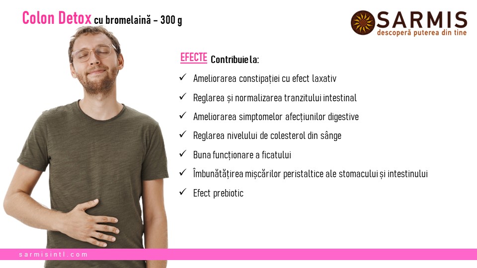 Supliment alimentar pulbere Colon Detox cu Bromelaina, pentru detoxifierea colonului, 300g 2 Supliment alimentar pulbere Colon Detox cu Bromelaina, pentru detoxifierea colonului, 300g