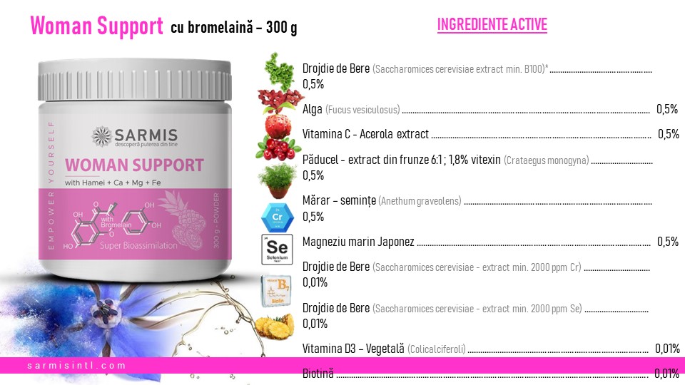 Supliment alimentar pulbere Woman Support, pentru restabilirea echilibrului hormonal, 300g 10 Supliment alimentar pulbere Woman Support, pentru restabilirea echilibrului hormonal, 300g