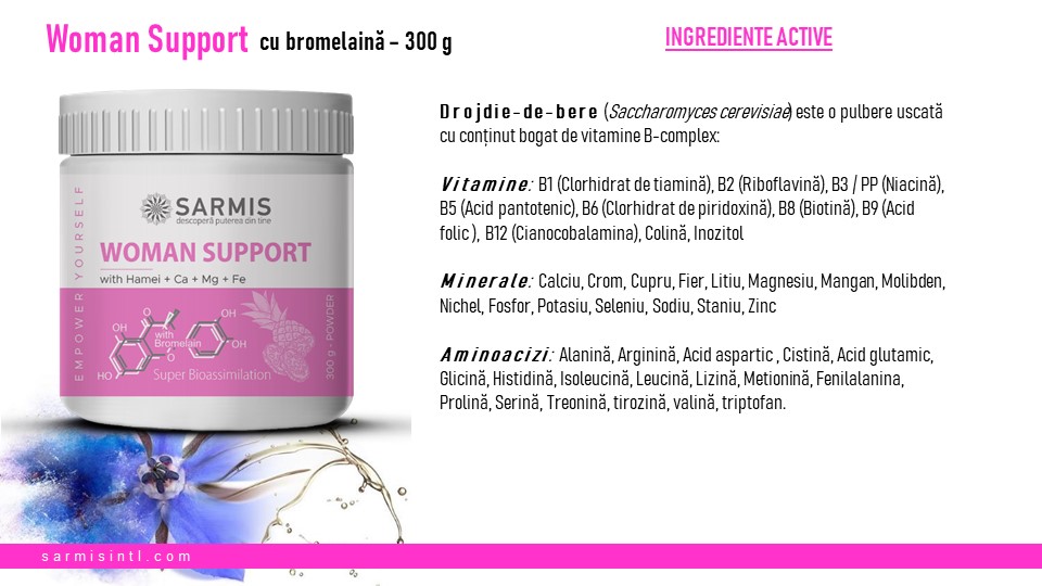 Supliment alimentar pulbere Woman Support, pentru restabilirea echilibrului hormonal, 300g 11 Supliment alimentar pulbere Woman Support, pentru restabilirea echilibrului hormonal, 300g