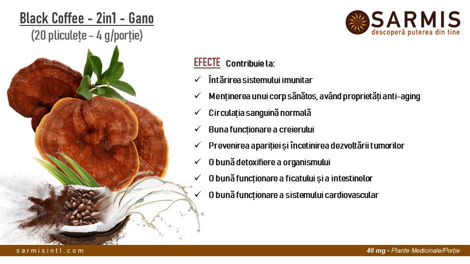 Cafea arabica instant, neagra, 2 in 1, Ganoderma, 20 plicuri 6 Cafea arabica instant, neagra, 2 in 1, Ganoderma, 20 plicuri