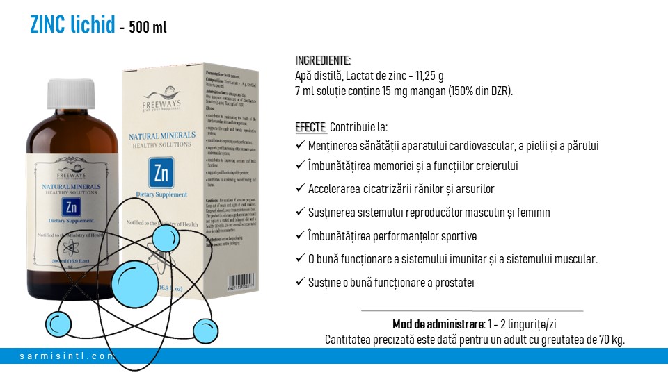Zinc Lichid, formula lichida bogata in zinc, pentru imbunatatirea memoriei (500 ml) 1 Zinc Lichid, formula lichida bogata in zinc, pentru imbunatatirea memoriei (500 ml)