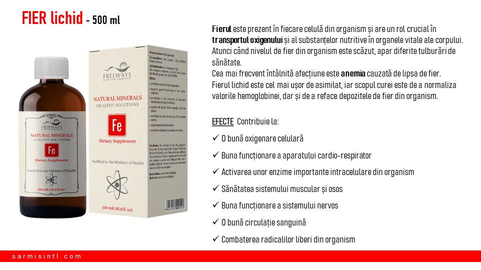 Fier Lichid, formula lichida bogata in fier, pentru sustinerea circulatiei sanguine (500 ml) 2 Fier Lichid, formula lichida bogata in fier, pentru sustinerea circulatiei sanguine (500 ml)