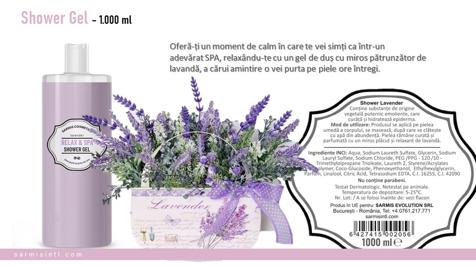 Gel de dus pentru Relaxare si Spa, Lavanda, 1000ml 3 Gel de dus pentru Relaxare si Spa, Lavanda, 1000ml