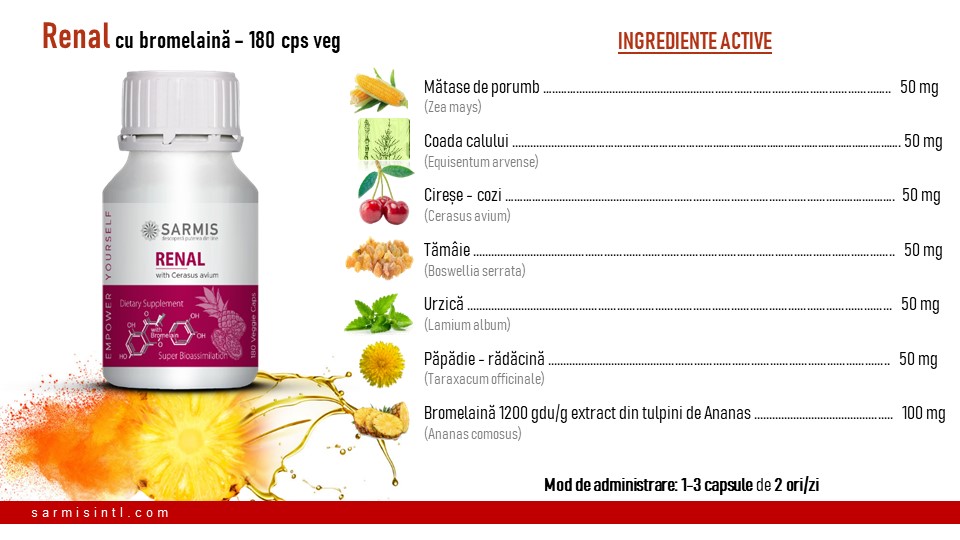 Supliment alimentar Renal, pentru rinichi, 90 capsule vegane 5 Supliment alimentar Renal, pentru rinichi, 90 capsule vegane