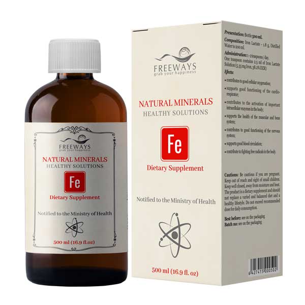 fier-freeways.jpg Fier Lichid, formula lichida bogata in fier, pentru sustinerea circulatiei sanguine (500 ml)